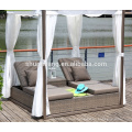 Promotional leisure outdoor furniture plastic rattan wicker daybed with canopy for poolside